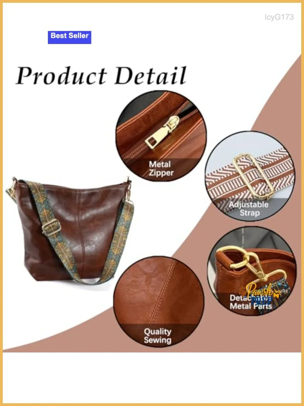 Faux Leather Hobo Crossbody Bag with Guitar Strap for Women